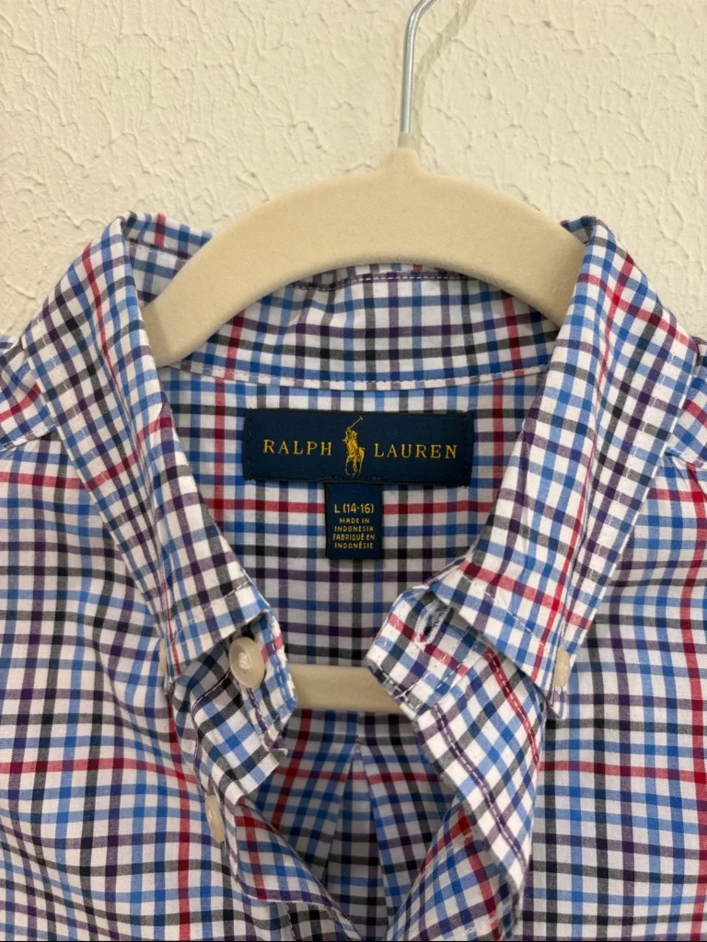 Ralph Lauren Men's Blue & Red Plaid Button-Down Shirt